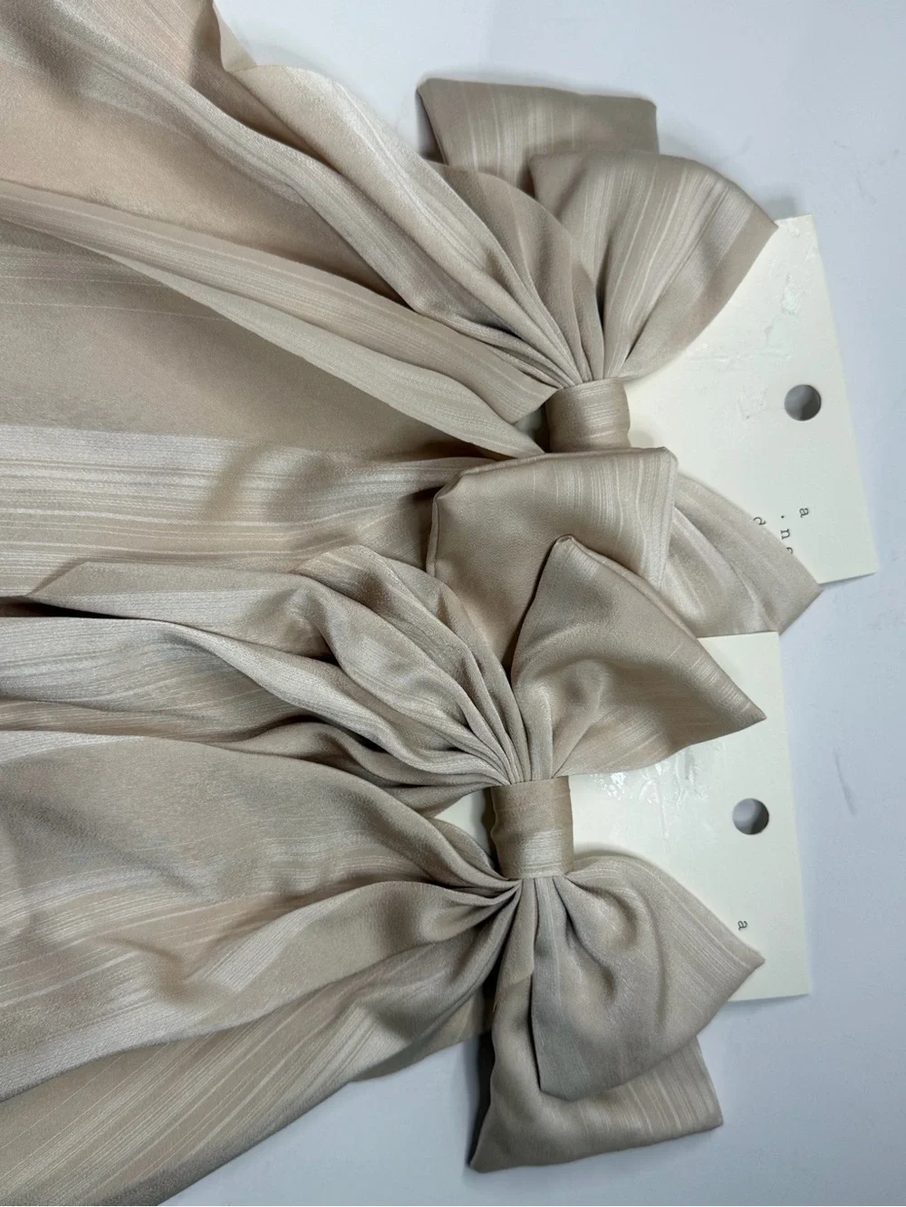 Neutral Cream Ribbon Bow Hair Clip - Pair set of 2